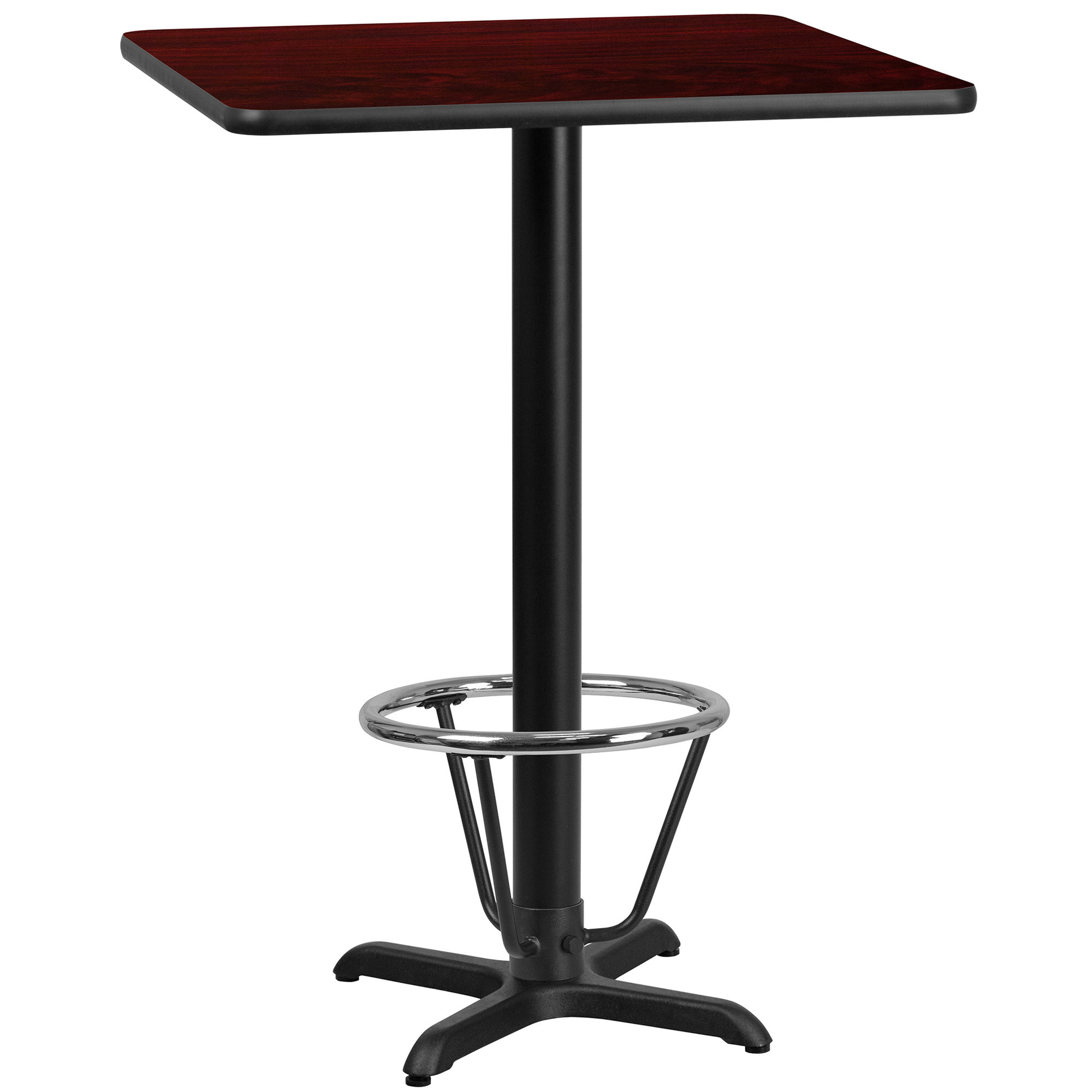 Flash Furniture 30in. Square Bar Height Metal Table with X-Base, Mahogany/Black Reversible Laminate Top, Model#  XUMA3030T22B3F